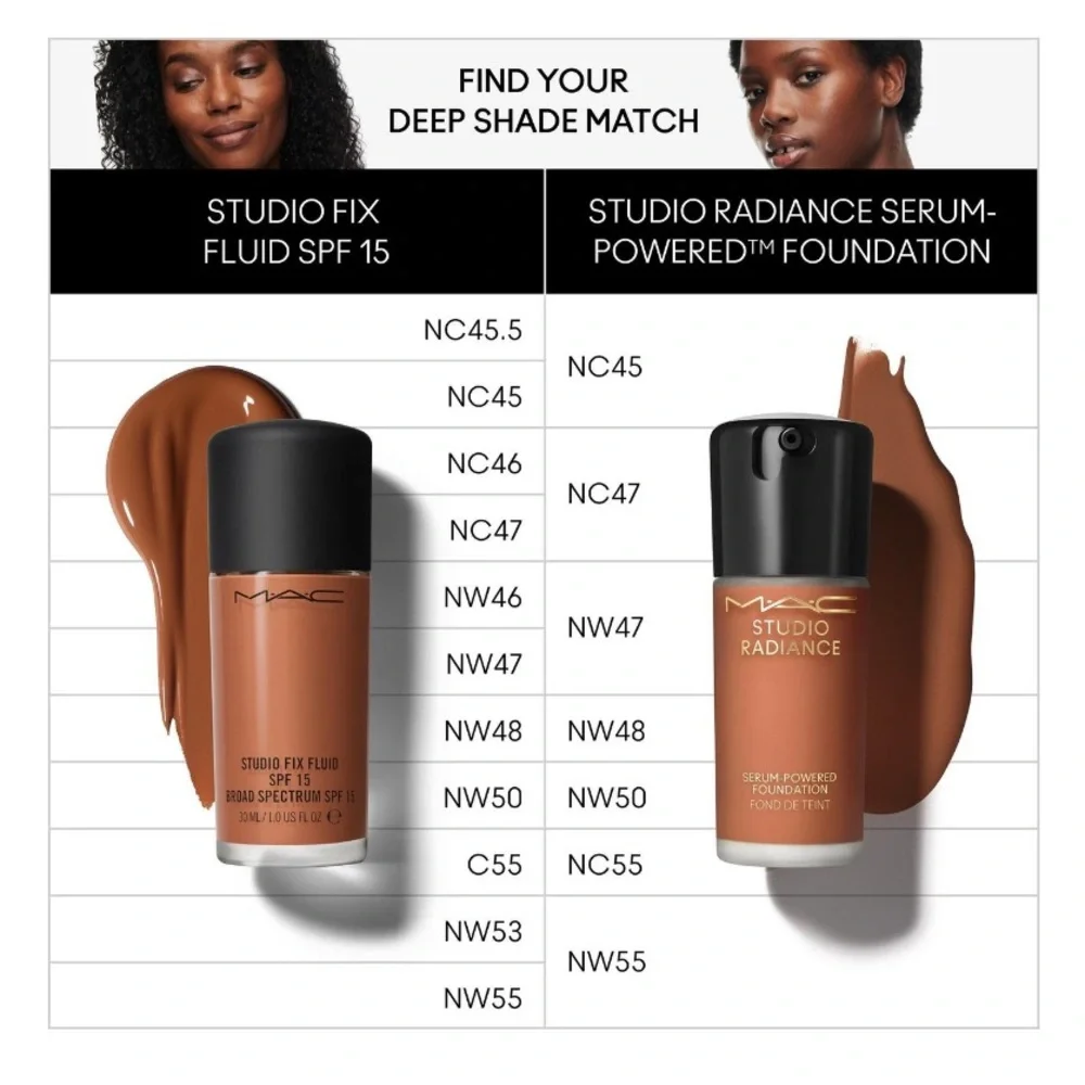 NC55 Mac Studio Radiance Serum-Powered Foundation Deep Rich Brown Brand New